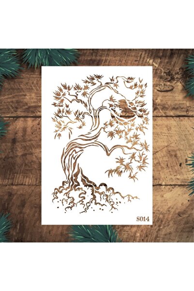 STENCİLTASARIM Stencil Tasarım S014 Ağaç - Dekoratif Duvar Ve Eşya Boyama Şab...
