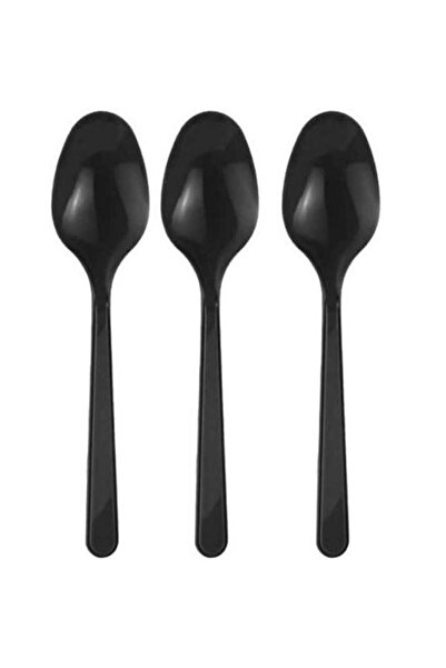 İpek Böceği ملاعق بلاستيك فاخرة لون أسود 50 قطعة