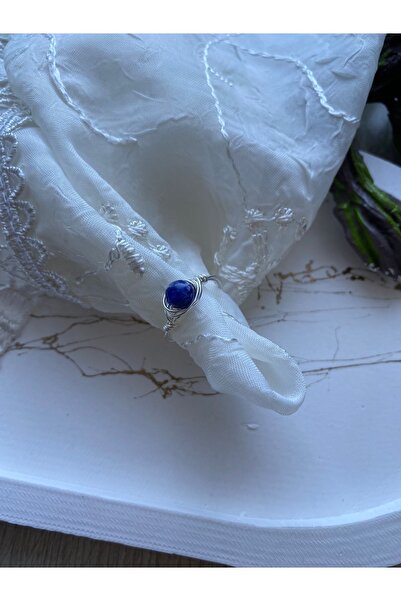 PelvedDesign خاتم سلك من الحجر الطبيعي من سوداليت دائري مصنوع يدويًا