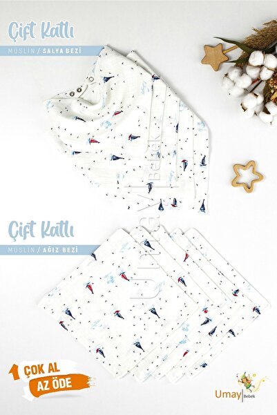 Umaybebek 10 Parça Organik Müslin Ağız Bezi, Salya Bezi, Ter Bezi, Önlük