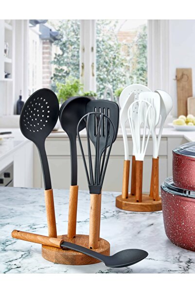 Lines 6 Parça Ahşap Stantlı Silikon Servis Seti