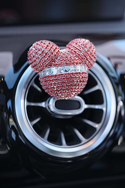 TASARIM ARABAM ATİKE ELİF AKIN Kırmızı i Gümüş Baget Taşlı Panda Oto Klima Pe...