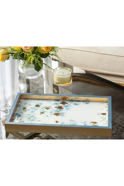 English Home Tava Decorativa Sticla Floret 22x37 Cm Albastru