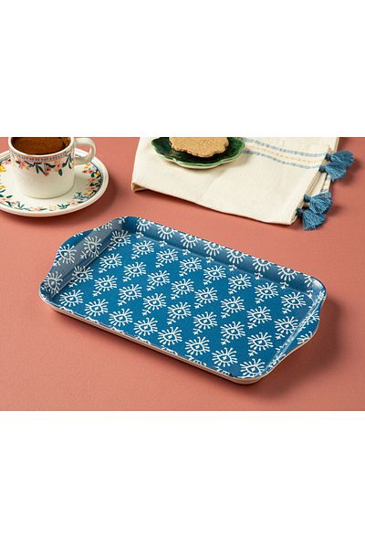 English Home Felice Blue Melamine Tray - 23.5x14.5 Cm