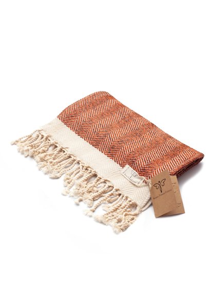 Smyrna Turkish Cotton 100% Cotton, 2-Piece Hand, Face and Foot Towels, Peskir 40*100 cm Herringbone Pattern Tile