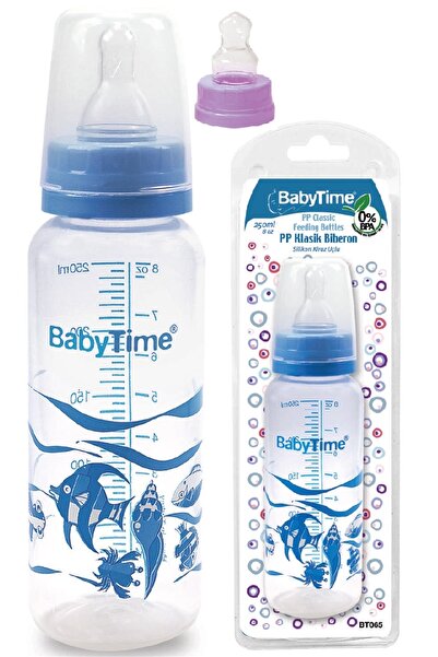 Babytime Silikon Kiraz Uçlu Klasik Biberon 250ml - Kırmızı