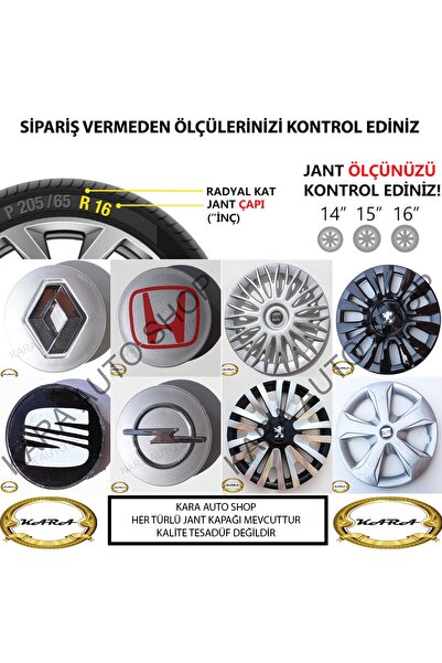 Opel Kadett 15"inç Kırılmaz 4 Adet 1 Takım Gri Jant Kapağı