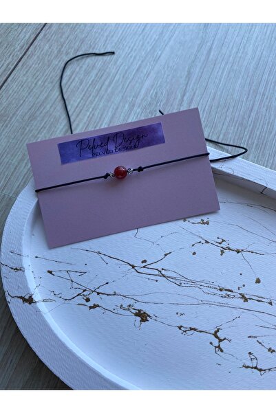 PelvedDesign سوار من الحجر الطبيعي من العقيق المستدير قابل للتعديل مصنوع يدويًا