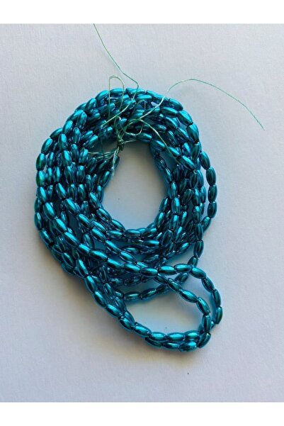 Nazarone Mărgele de orz din plastic cu finisaj metalic 3x6 mm. Turkuaz 4 Dizi.