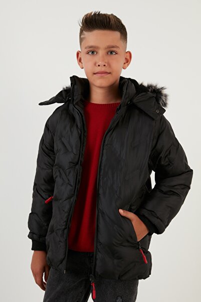 Lela Removable Hooded Coat with Plush Lining Inside Boy's Coat 5760013