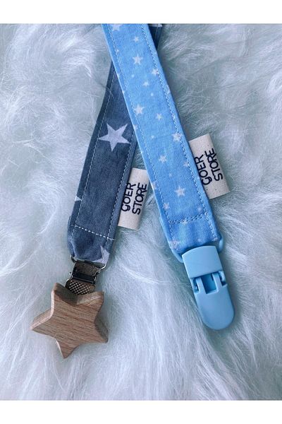 GOER STORE Set of 2 100% Cotton Baby Pacifier Straps with Star Detail