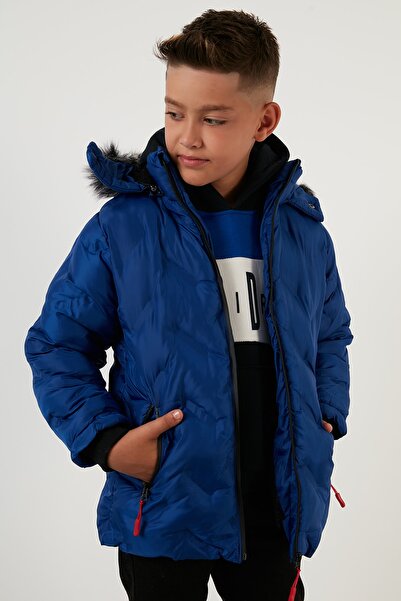 Lela Removable Hooded Coat with Plush Lining Inside Boy's Coat 5760013