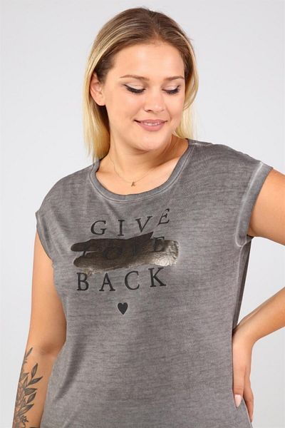 Seamoda Τυπωμένο Oil Washable Basc Tshirt-ανθρακί