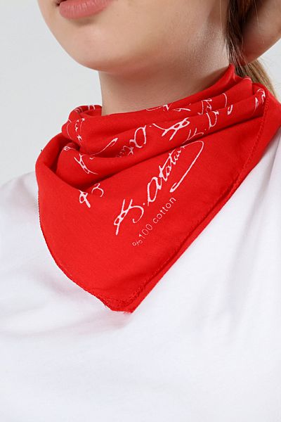 Askıcı Atatürk Signed Square Bandana Scarf - 100% Cotton Red