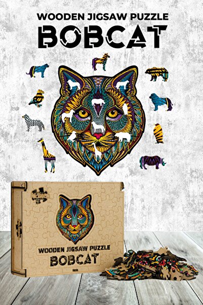 KİDSSAN Ahşap Mandala Puzzle Şekilli Özel Kesim Puzzle-yapboz (kedi)