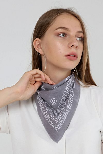 michaeller Ethnic μοτίβο Bandana 100% βαμβακερό γκρι