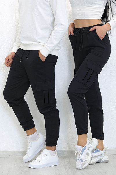 ciwi&life Μαύρο Unisex Slimfit Φούτερ με τσέπες Cargo και ελαστικά πόδια