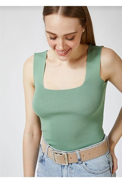 Mrt بلوزة نسائية خضراء بدون أكمام بحزام سميك للرياضيين، ملابس تريكو صيفية نحي...