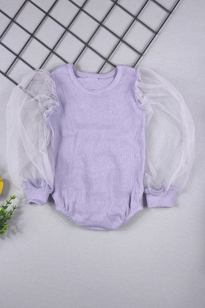 ADABEBEK Baby Girl Lycra Bodysuit with Tulle Sleeves