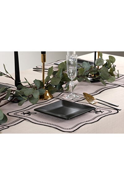 Peno Concept 2'li Amerikan Servis (SUPLA) Nakışlı Gardenya Keten Dertsiz