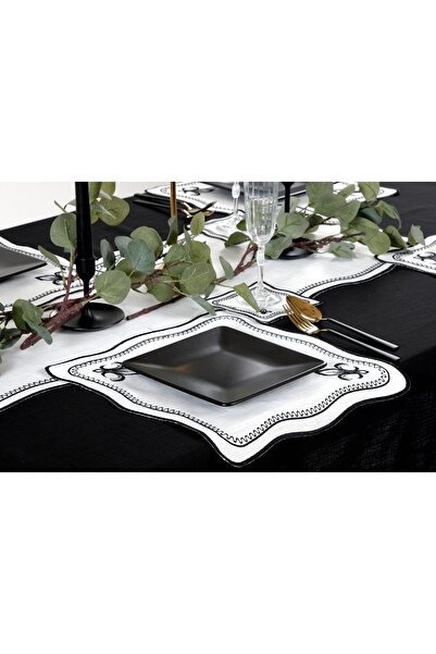 Peno Concept 2'li Amerikan Servis (SUPLA) Nakışlı Gardenya Keten Dertsiz