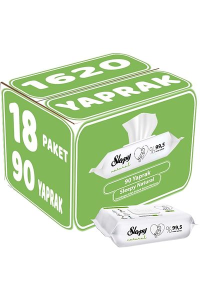 Sleepy Wet Towel Wipes 90 Sheets Natural Newborn 18 Pieces Set 1620 Sheets with Plastic Cover