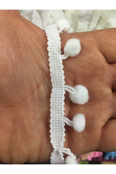 TunahanHobi Strip Pompom 20 Meters White Color