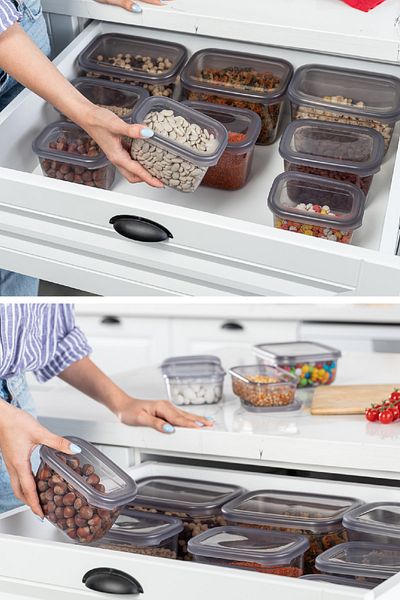 Vienev Peggy 9-Piece Rectangular Storage Container Deep 3x (2300 Ml, 1300 Ml, 800 Ml)