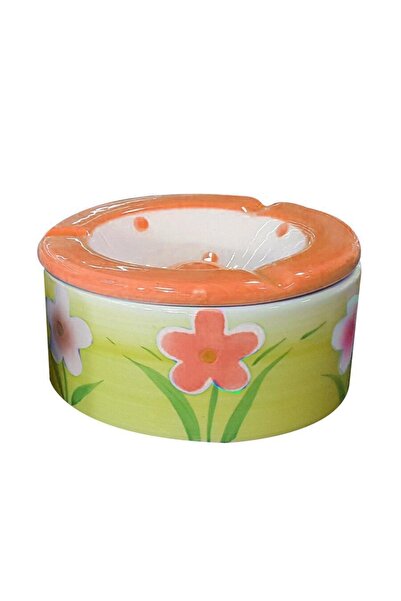 Cool منفضة سجائر منزلية من السيراميك باللون البرتقالي 12 سم