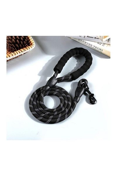 Dream Plus Black Reflective Walking Leash - 130 cm Rope for Medium and Large Dogs