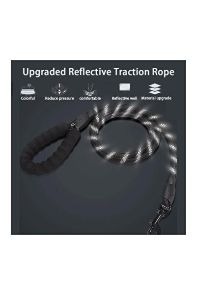 Dream Plus Black Reflective Walking Leash - 130 cm Rope for Medium and Large Dogs