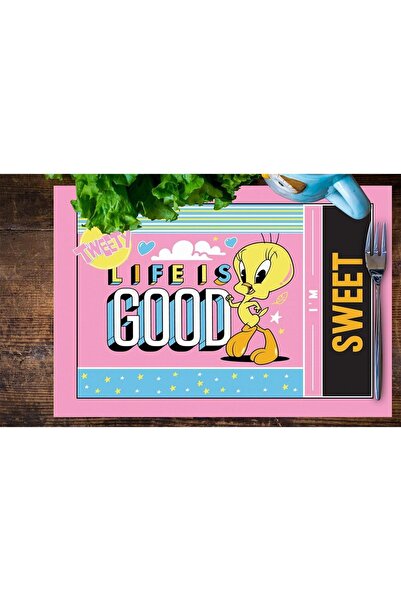 Adawall Tweety Teams Fabric American Service Set of 4 35x50cm (warner Bros Licensed Product, Linen Fabric)