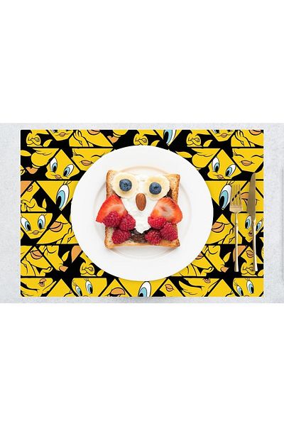 Adawall Tweety Face Fabric American Service Set of 4 35x50cm (warner Bros Licensed Product, Linen Fabric)