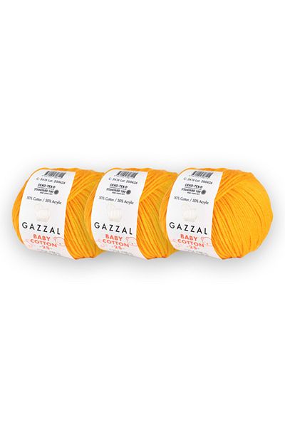 Gazzal Pachet de 3 fire de bumbac pentru bebeluși 25gr - Amigurimi Punch pentru tricotat manual Taka Yarn (3416)