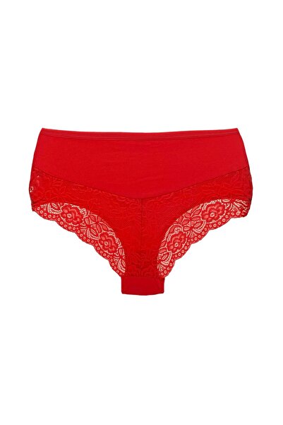 HNX Chiloți din bumbac, 2 piese, cu jumătate de dantelă, cu talie înaltă, pentru femei