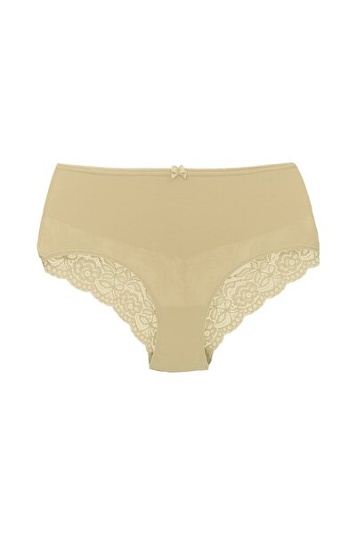 HNX Chiloți din bumbac, 3 piese, cu jumătate de dantelă, cu talie înaltă, pentru femei