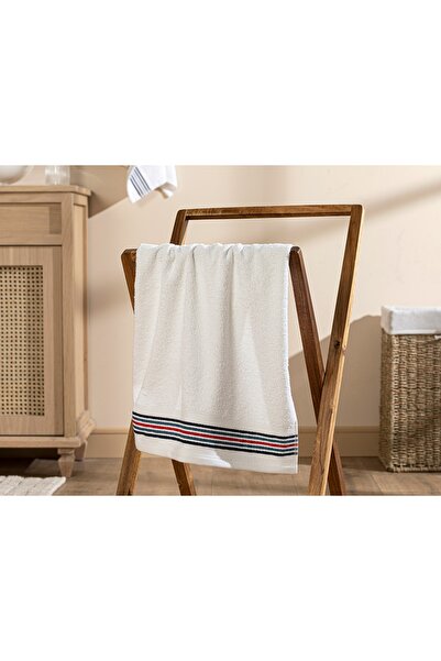 English Home Striped Cotton Face Towel 50X70 cm White - Navy Blue
