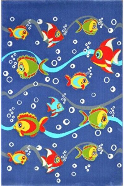 Eko Halı Tarz Antialerjik Çocuk Odası Halısı 460mavi Balıklı