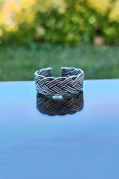 TREND COLLECTİON Hasır Örgü Model Gümüş Kaplama Ayarlanabilir Yüzük