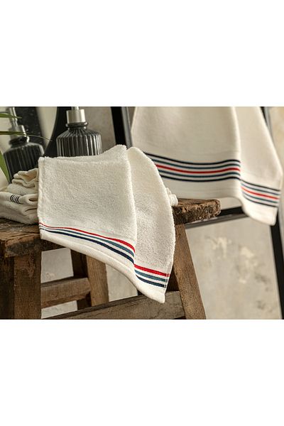 English Home Prosop de mână din bumbac alb-albastru marin 30x40 cm - Yüz Meşeleri