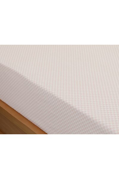 English Home Petit Fleurs Βαμβακερό Μονό Εφαρμοσμένο Σεντόνι 100x200 εκ. Πούδρα