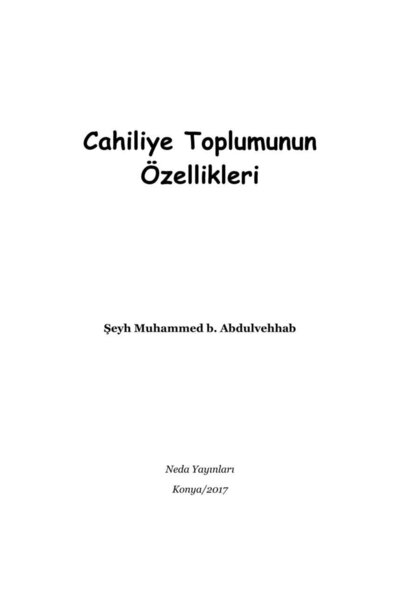 Neda Yayınları Cahiliye Toplumunun Özellikleri