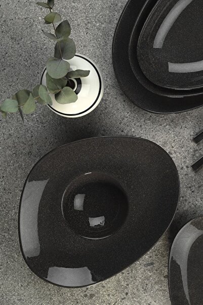 Kütahya Porselen Galaxy 29 Cm.spagetti Tabağı Mıx Granül Antrasit 1 Adet