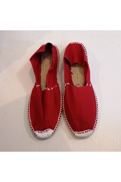 Beta Unisex Handmade Linen Red Natural Jute Knitted Rubber Integrated Base Espadrille