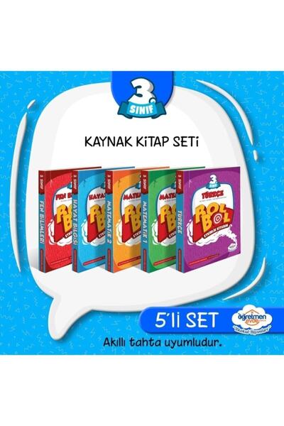 öğretmen evde Öğretmen Evde 3 Sınıf Bol Bol Set 5 Kitap Akıllı Tahta Uyumlu