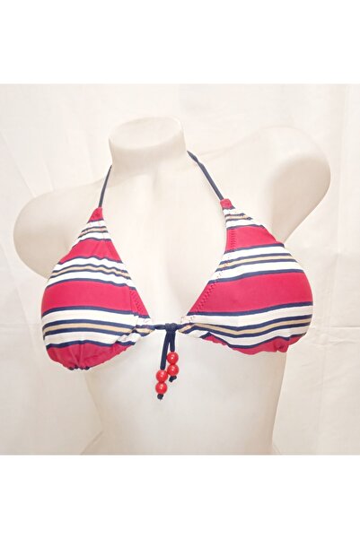 MasmaviMilla Women's Burgundy Striped Triangle Bikini Top