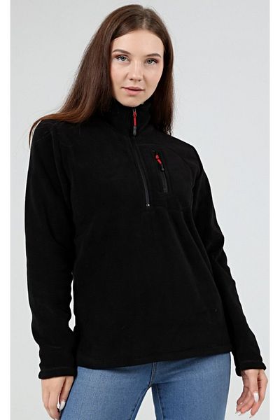 GENIUS STORE Κατάστημα Γυναικείο Αθλητικό Fleece με μισό φερμουάρ εξωτερικής τσέπης