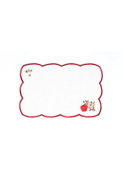 Peno Concept 2'li Elma Desenli Kahvaltılık Amerikan Servis (SUPLA) Nakışlı De...