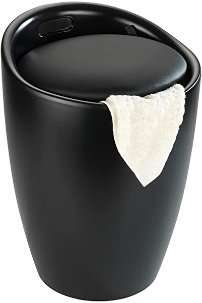 Wenko Coș de rufe Wenko Coș de rufe cu scaun CANDY, negru mat, 2in1, WENKO