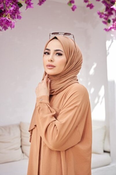 Naciye Sultan Χτενισμένο βαμβακερό σάλι Camel